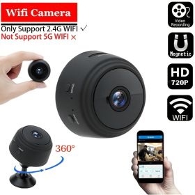 1pc A9 Mini Camera; HD 720P 2.4G Wifi IP Camera; Night Vision; Smart Home Security Wireless Mini Camcorder; Mobile Remote View Video Surveillance Came (Color: Black*3)